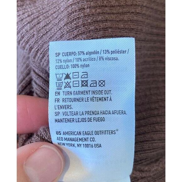 American Eagle Faux Fur Zip Cardigan Size Medium Women’s Brown - Picture 5 of 8